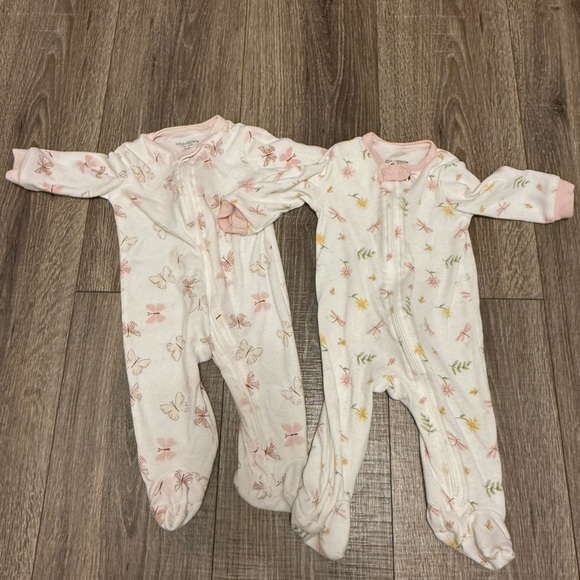 Kyle & Deena Baby Girl Butterfly Dragon Fly Zip Sleepers Size 0-3 Months 2 Pc - Picture 1 of 6